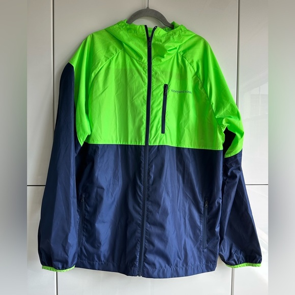 Vineyard Vines Men’s Packable Windbreaker Size Large Navy Green Golf - Picture 1 of 8